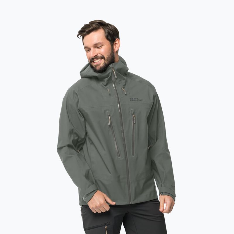 Jack Wolfskin pánska bunda do dažďa Kammweg 3L Jkt M zelená 1115831