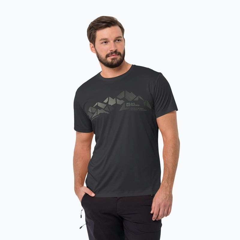 Jack Wolfskin Peak Graphic pánske trekingové tričko čierne 1807183