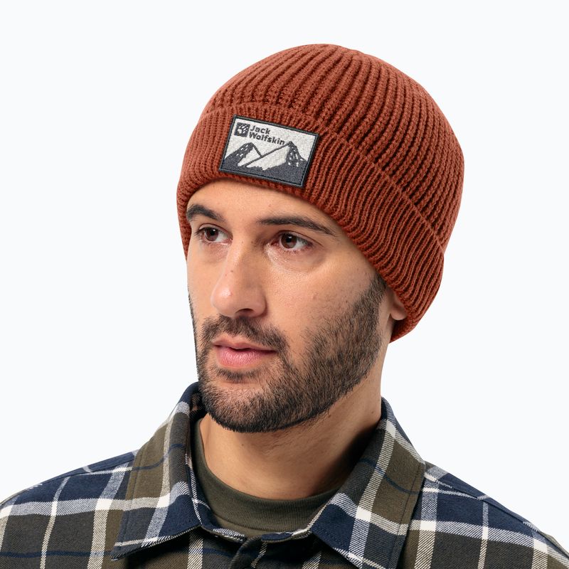 Jack Wolfskin Edo Badge Beanie karmínová zimná čiapka 7