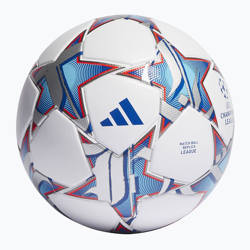 adidas UCL League 23/24 white/silver metallic/bright cyan veľkosť 5 futbal