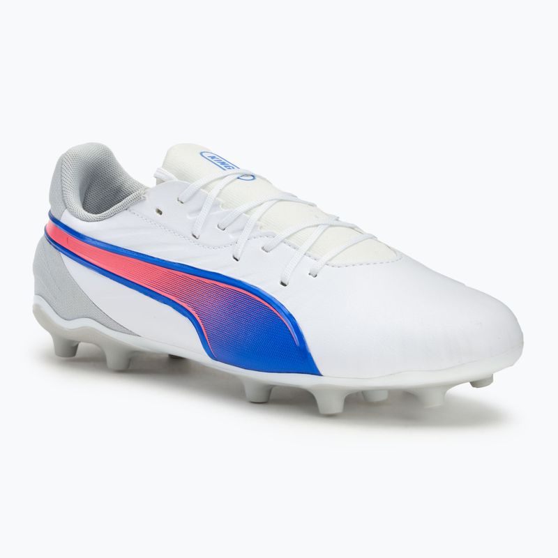 Detská futbalová obuv/ kopačky PUMA King Match FG/AG Jr puma white/bluemazing/flat light grey/sunset glow