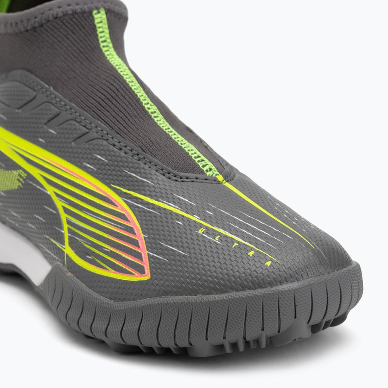 Detské kopačky PUMA Ultra 5 Match+ LL TT + Mid Jr matné stará strieborná/žltá výstraha/puma stará strieborná  7