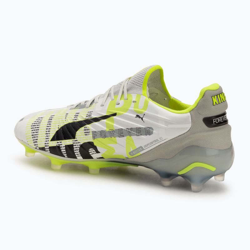 Pánske kopačky PUMA King Ultimate Forever FG/AG biela šedá/electric lime/puma white/flat light gray 3