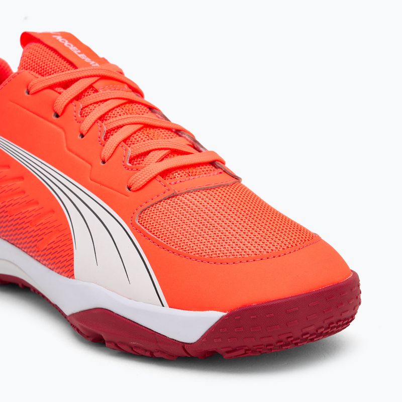 Detské hádzanárské topánky PUMA Accelerate Jr glowing red/white/dark crimson/black 7