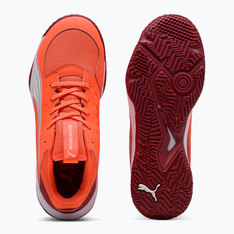 Detské hádzanárské topánky PUMA Accelerate Jr glowing red/white/dark crimson/black 10