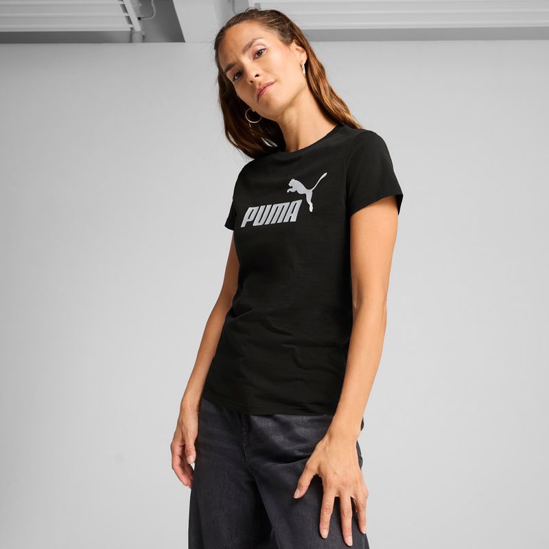 Dámske tričko PUMA ESS Metallic No. 1 Logo Tee puma black/metallic silver 3