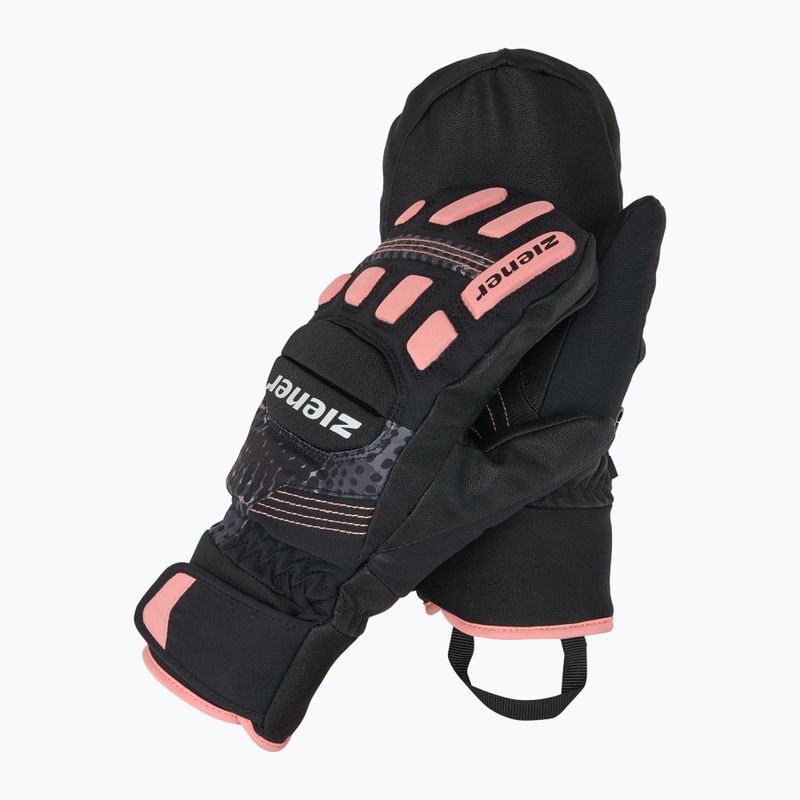 Detské lyžiarske rukavice ZIENER Luron Aquashield PR Mitten black/pink vaňu