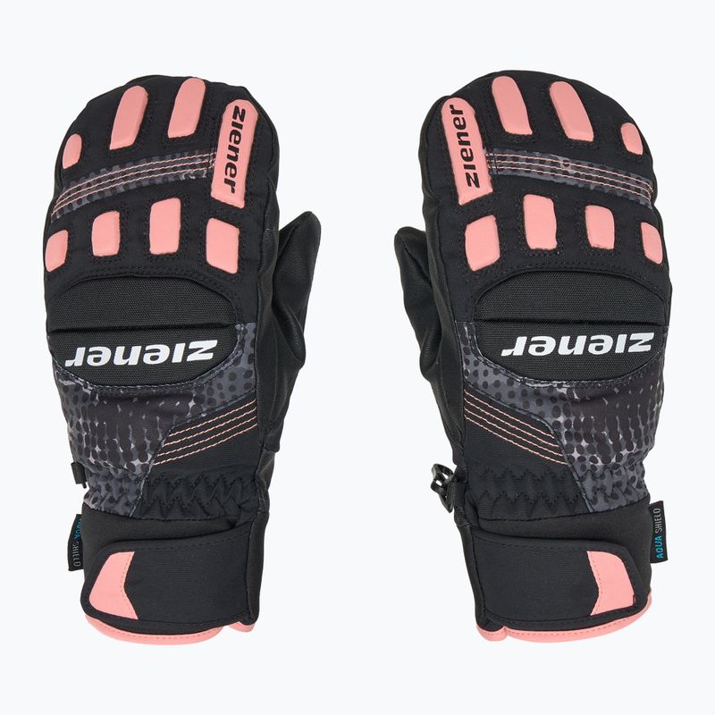 Detské lyžiarske rukavice ZIENER Luron Aquashield PR Mitten black/pink vaňu 3