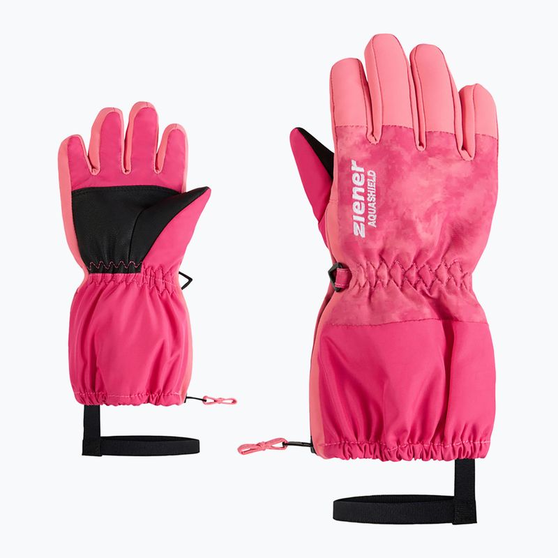 Detské lyžiarske rukavice ZIENER Levio AS Minis tie dye pop pink