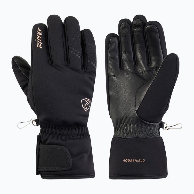 Dámske lyžiarske rukavice Ziener Kehnia-Z Aquashield PR Glove black/rose metallic