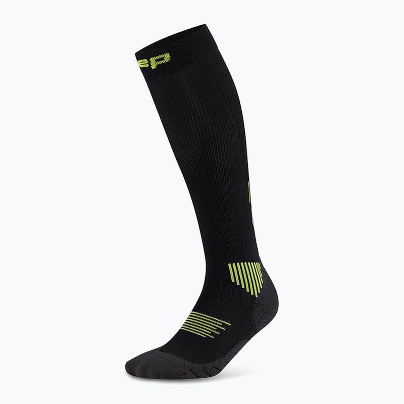 Dámske kompresné ponožky CEP Run Tall 5.0 black/lime 2