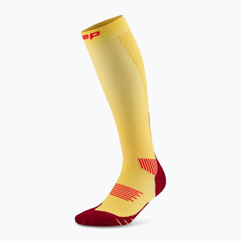 Dámske kompresné ponožky CEP Run Tall 5.0 marigold/burgundy 2