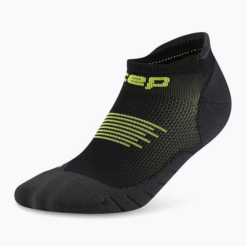 Dámske kompresné ponožky CEP Run No Show 5.0 black/lime 2