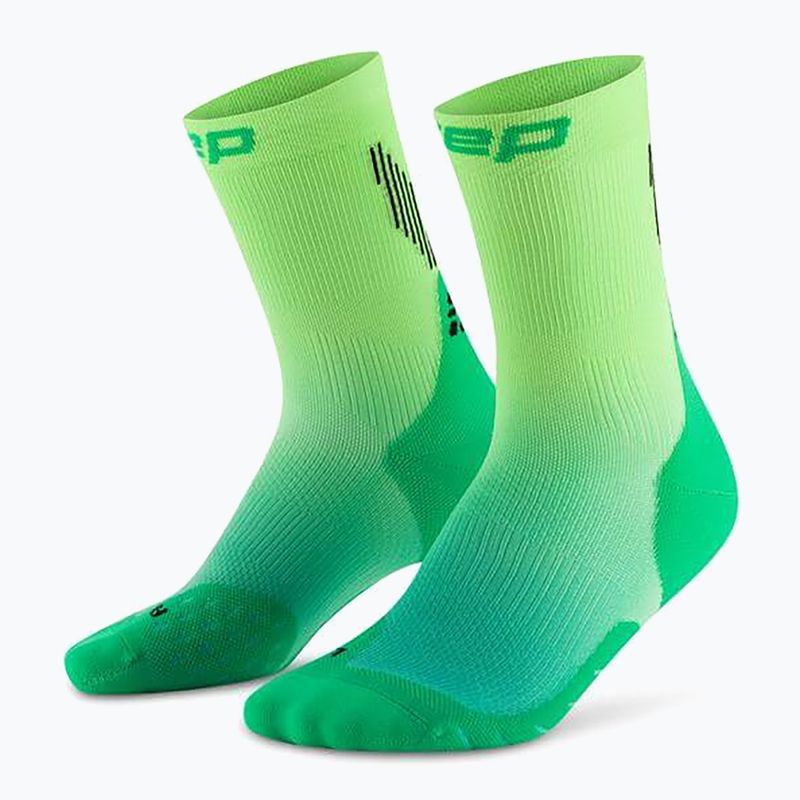 Dámske kompresné ponožky CEP Run Edt. Gradient Mid Cut Compression 5.0 green/lime fade