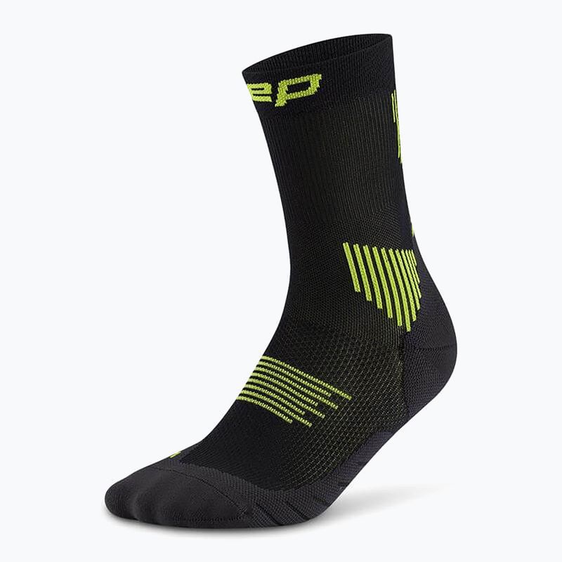 Dámske kompresné ponožky CEP Run Mid Cut 5.0 black/lime 2