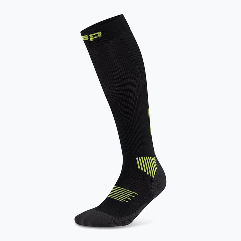 Pánske kompresné  ponožky CEP Run Tall 5.0 black/lime 2