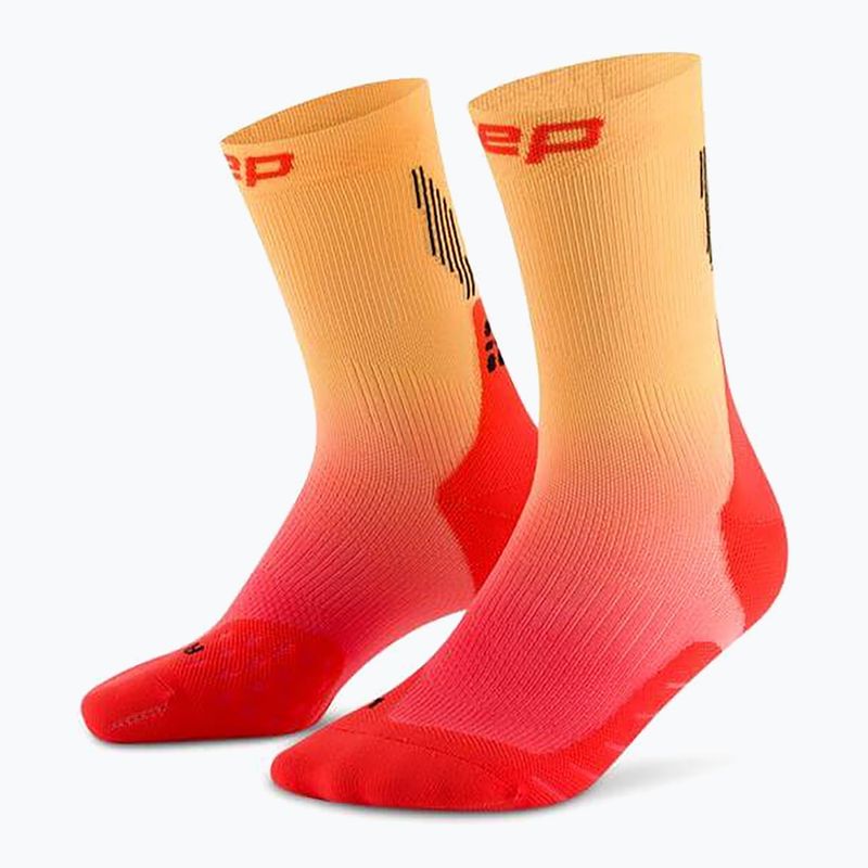 Pánske kompresné  ponožky CEP Run Edt. Gradient Mid Cut Compression 5.0 red/marigold fade