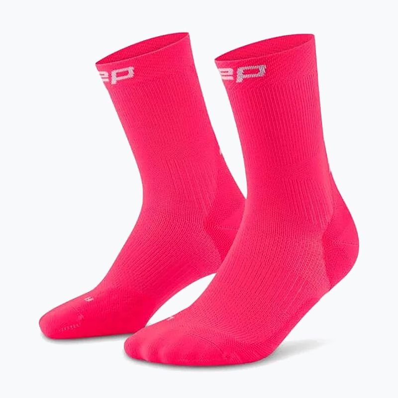 Pánske kompresné ponožky CEP Run Mid Cut 5.0 pink