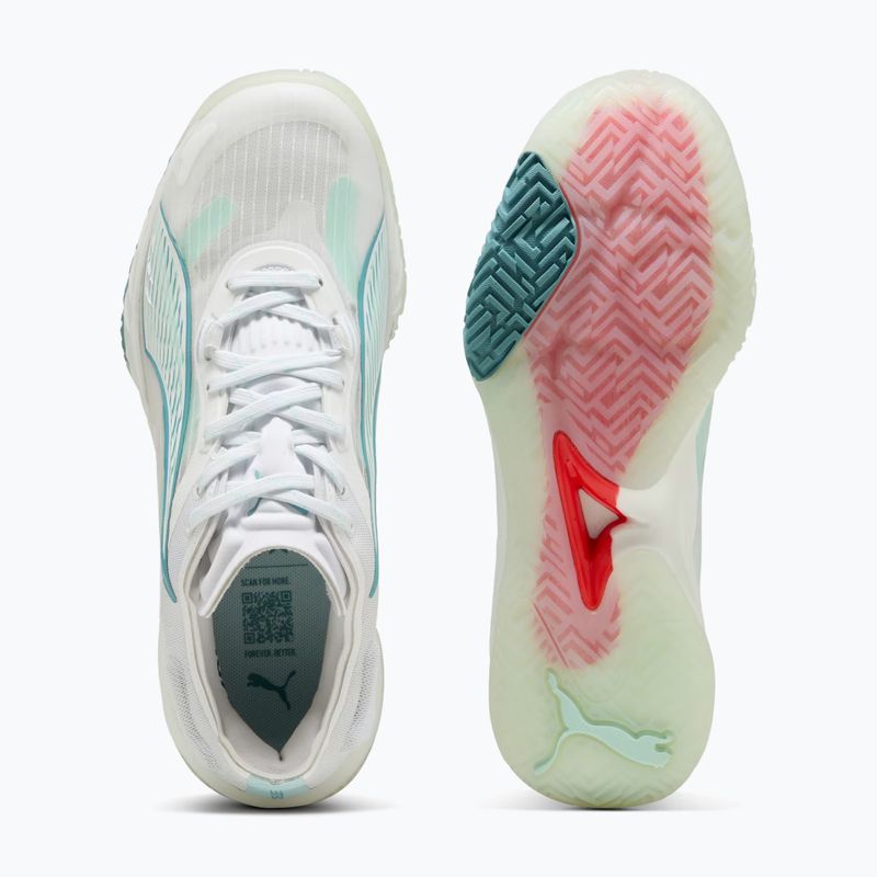 Dámske hádzanárske topánky PUMA Accelerate Nitro SQD 4 Game On puma white/baltic sea blue/fresh water 12