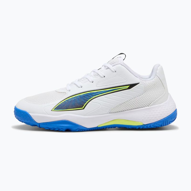 Detské hádzanárske topánky PUMA Accelerate 4 Game On Jr puma white/glowing red/ultra blue 8