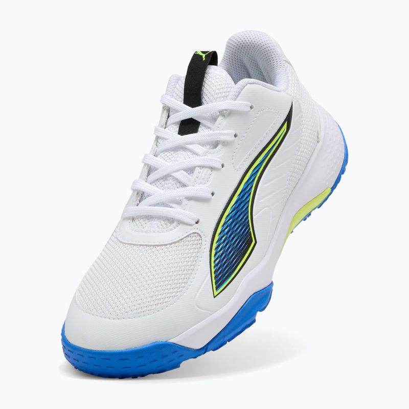 Detské hádzanárske topánky PUMA Accelerate 4 Game On Jr puma white/glowing red/ultra blue 10
