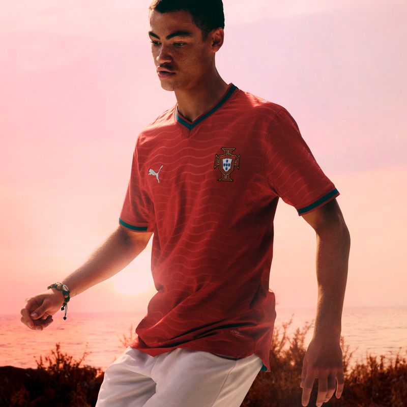 Detský futbalový dres PUMA FPF Portugalsko Domáci dres Replica Club Jr červená/zelená 6