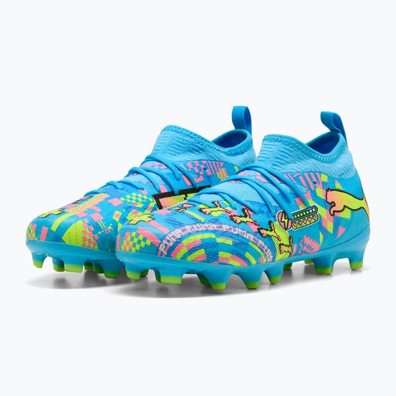 Detské kopačky PUMA Future 9 Match Advanced Level FG/AG Jr puma white/blue glimmer/pink glimmer/yellow alert 3