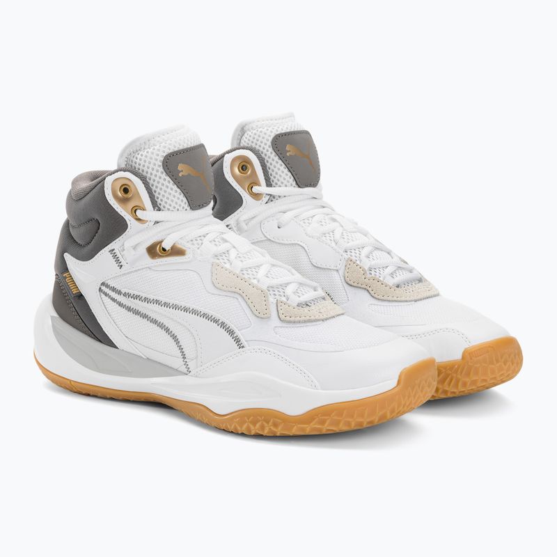 Pánska basketbalová obuv PUMA Playmaker Pro Mid Trophies ash gray/cast iron/puma gold 4