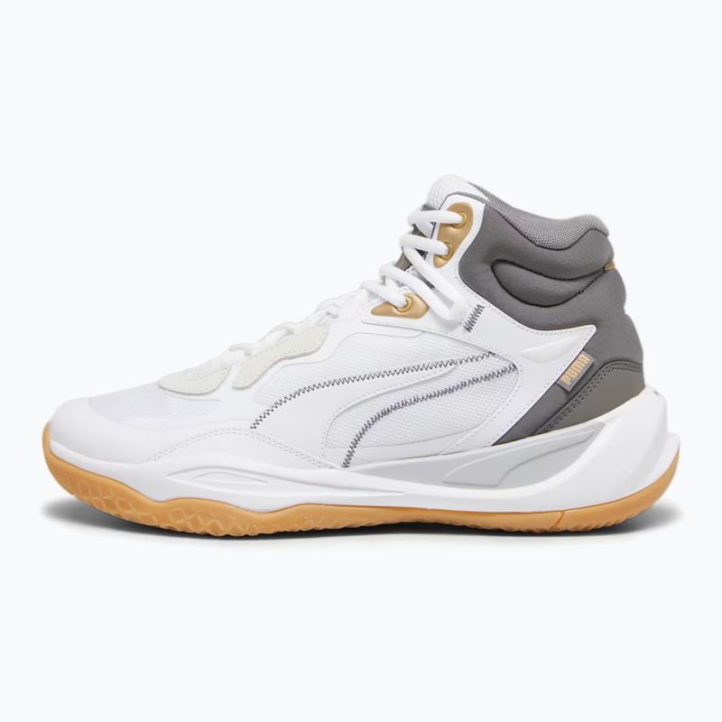 Pánska basketbalová obuv PUMA Playmaker Pro Mid Trophies ash gray/cast iron/puma gold 7
