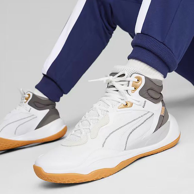 Pánska basketbalová obuv PUMA Playmaker Pro Mid Trophies ash gray/cast iron/puma gold 13