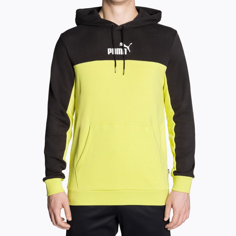 Pánska mikina PUMA ESS+ Block Hoodie TR puma black/lime sheen