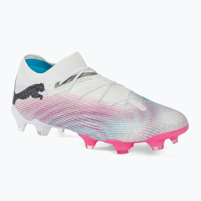 Futbalová obuv PUMA Future 7 Ultimate Low FG/AG white/black/poison pink/bright aqua/silver mist