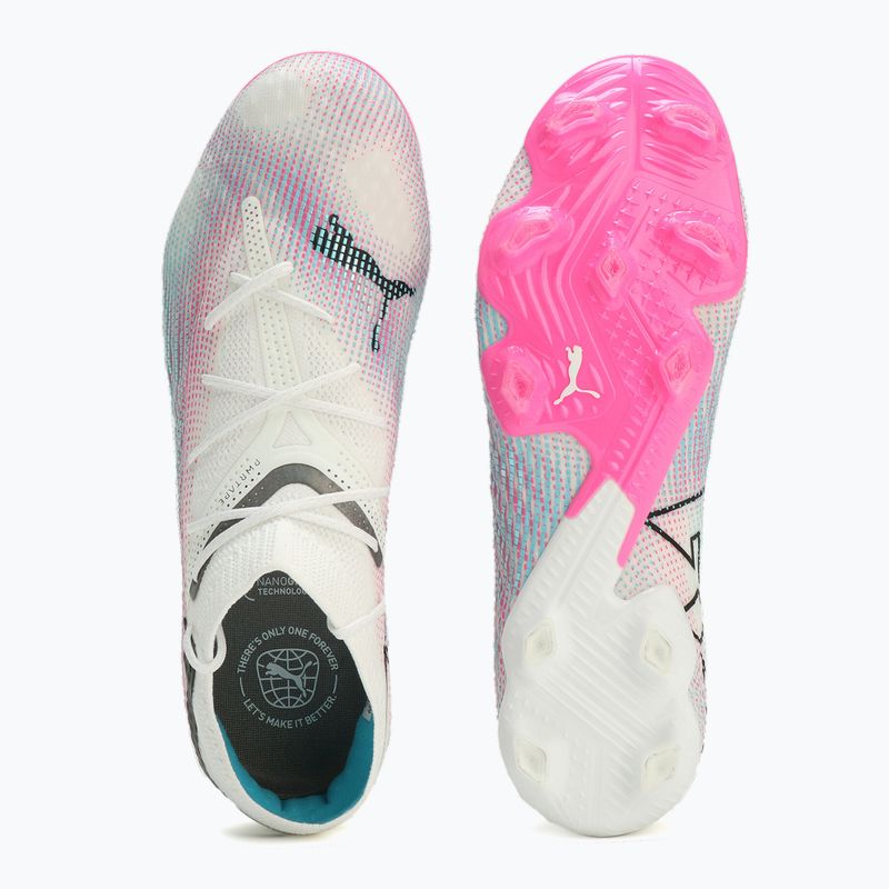 Futbalová obuv PUMA Future 7 Ultimate Low FG/AG white/black/poison pink/bright aqua/silver mist 11