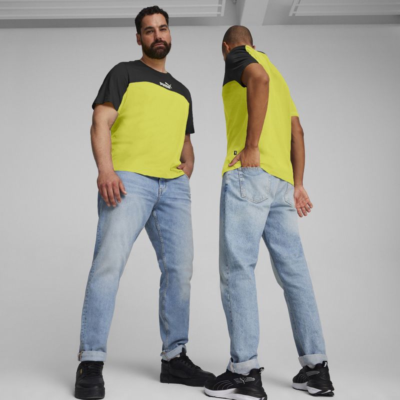 Pánske tričko PUMA ESS+ Block Tee puma black/lime sheen 3