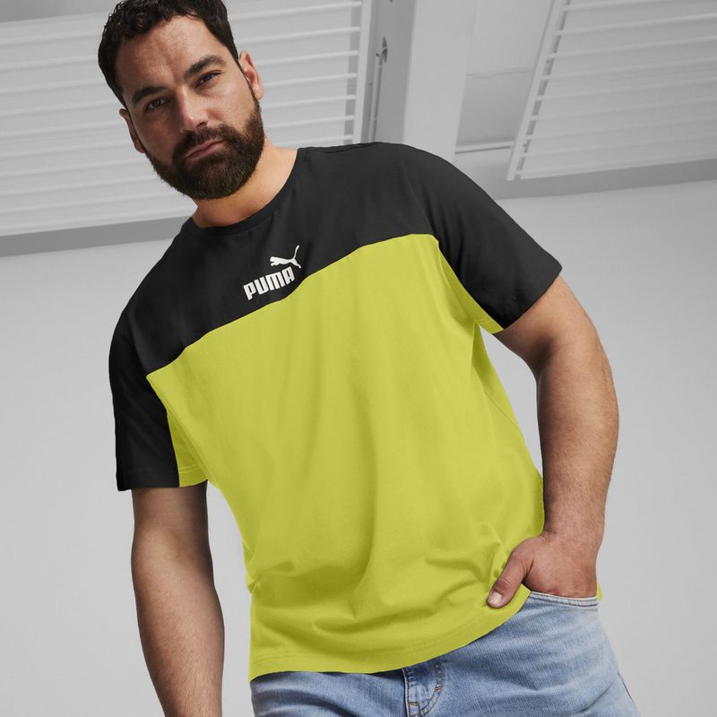 Pánske tričko PUMA ESS+ Block Tee puma black/lime sheen 4
