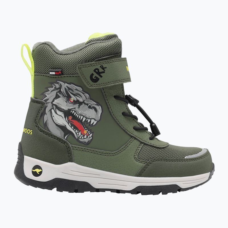 Juniorské snehule KangaROOS K-MJ Edison EV RTX SL olive / limetta dino 9