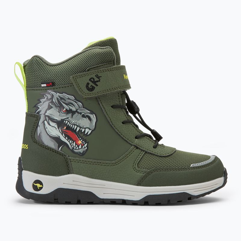 Juniorské snehule KangaROOS K-MJ Edison EV RTX SL olive / limetta dino 2