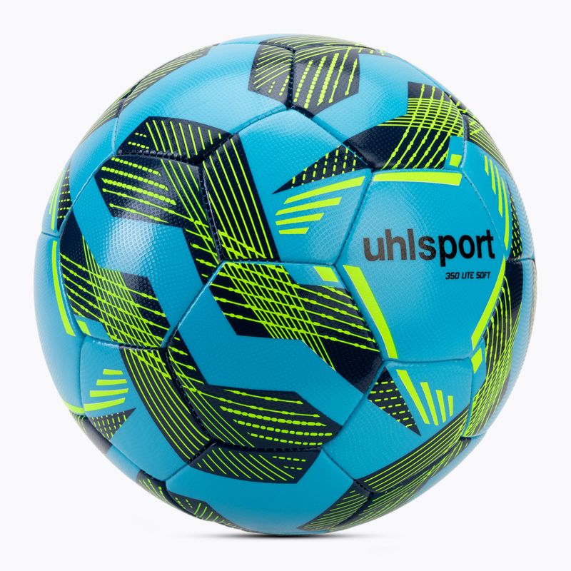 Futbalová lopta uhlsport Lite Soft 350 light blue/navy/neo yellow veľkosť 5 2