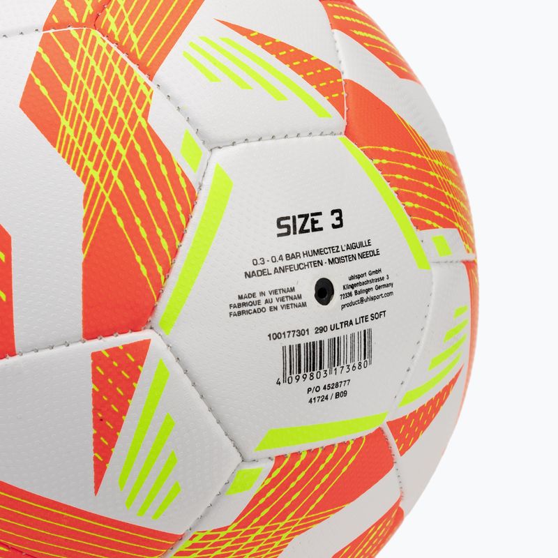 Futbalová lopta uhlsport Ultra Lite Soft 290 white/fluo orange/fluo yellow veľkosť 3 3