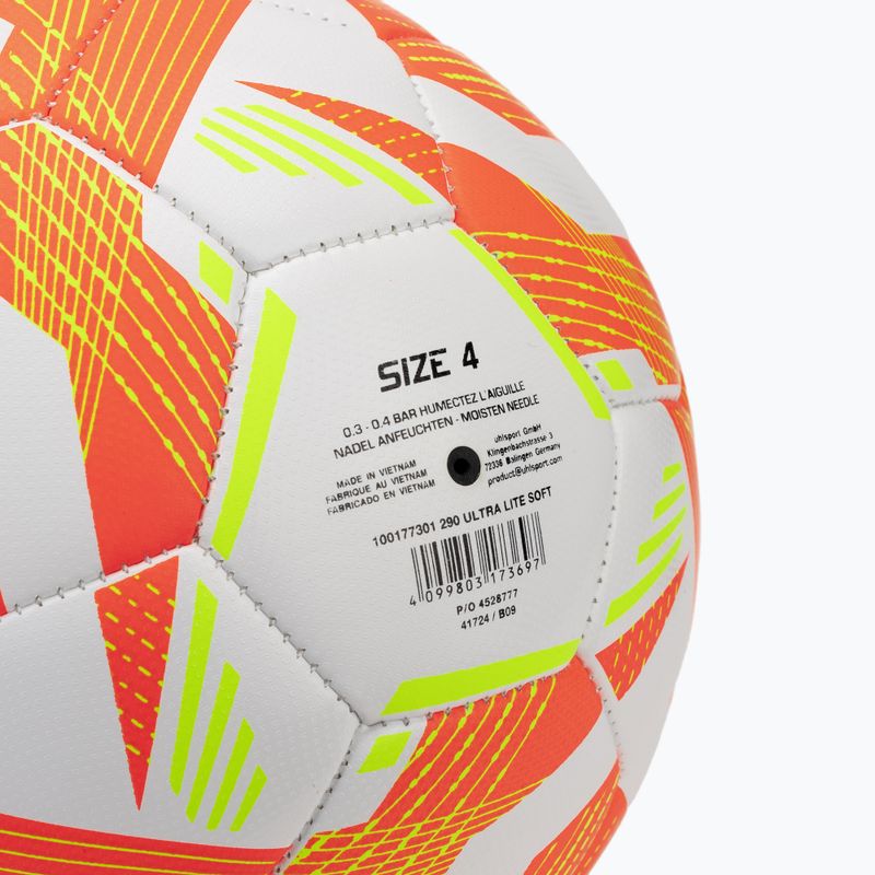Futbalová lopta uhlsport Ultra Lite Soft 290 white/fluo orange/fluo yellow veľkosť 4 3