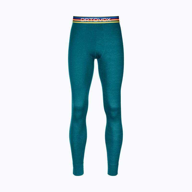 Pánske termoaktívne nohavice Ortovox 185 Rock'N'Wool Long zelené 841829