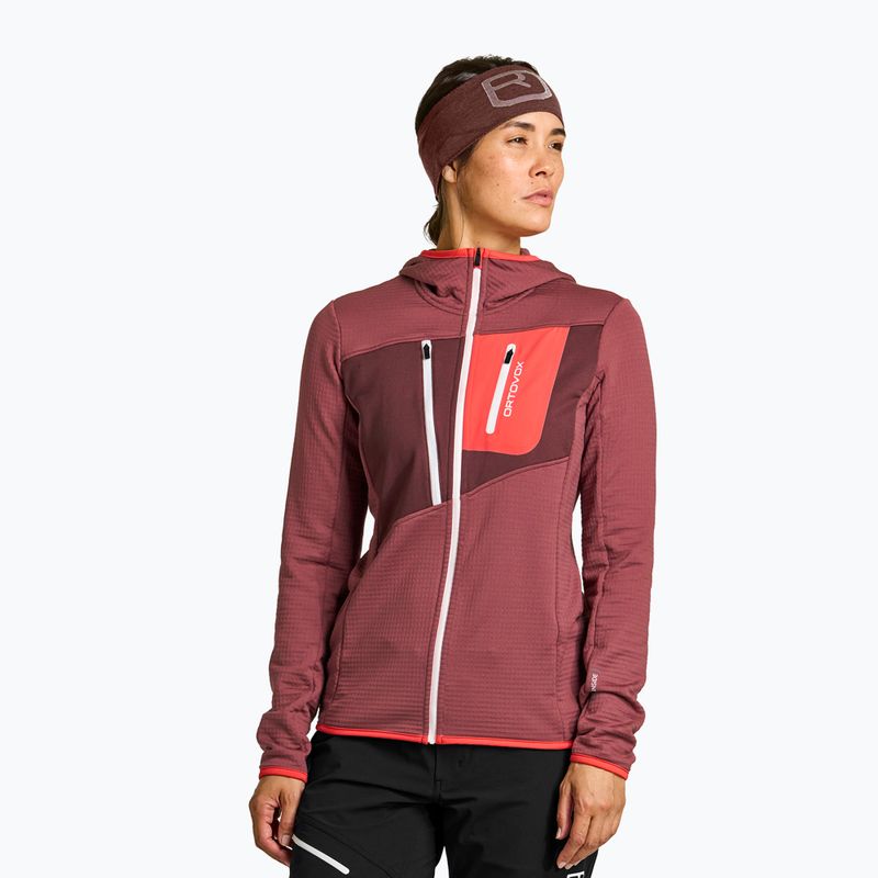 Dámska trekingová mikina Ortovox Fleece Grid Hoody červená 87201