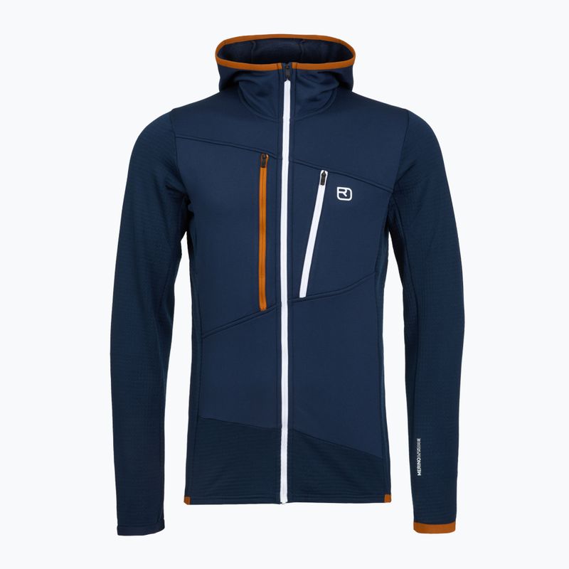 Pánska mikina ORTOVOX Fleece Grid Hoody deep ocean