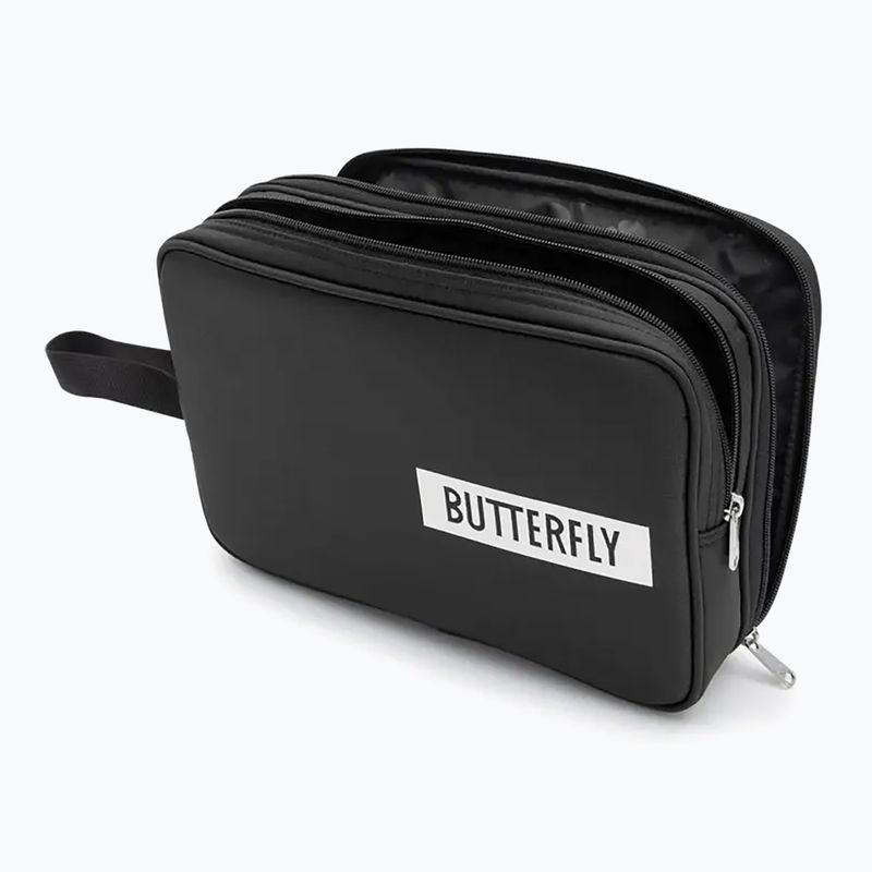 Butterfly Logo kryt na raketu na stolný tenis dvojitý čierny 2