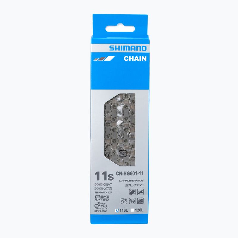 Cyklistická reťaz Shimano CN-HG601 + Spinka 11rz 116 článkov strieborná ICNHG60111116Q