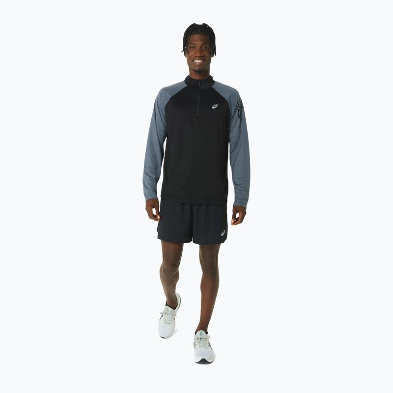 Pánske bežecké tričko ASICS Icon 1/2 Zip performance black/carrier grey 2