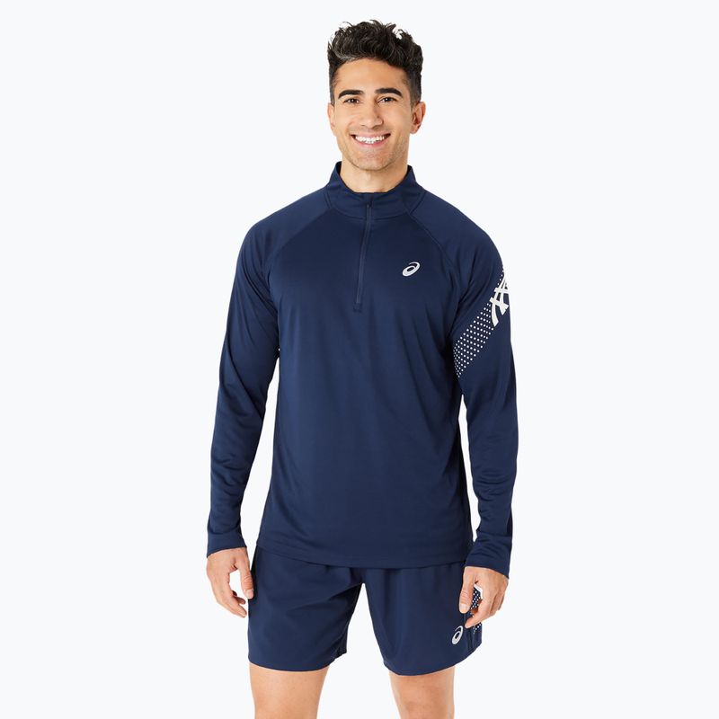 Pánske bežecké tričko ASICS Icon 1/2 Zip performance blue expanse