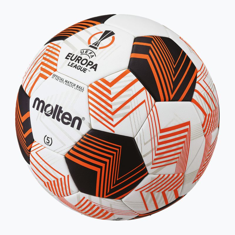 Futbalový lopta Molten F5U5000-34 Fifa UEFA Europa League 23/24 white/orange veľkosť 5 3