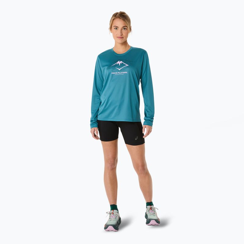 Dámske bežecké tričko Longsleeve ASICS Fujitrail Logo atlantis blue 2