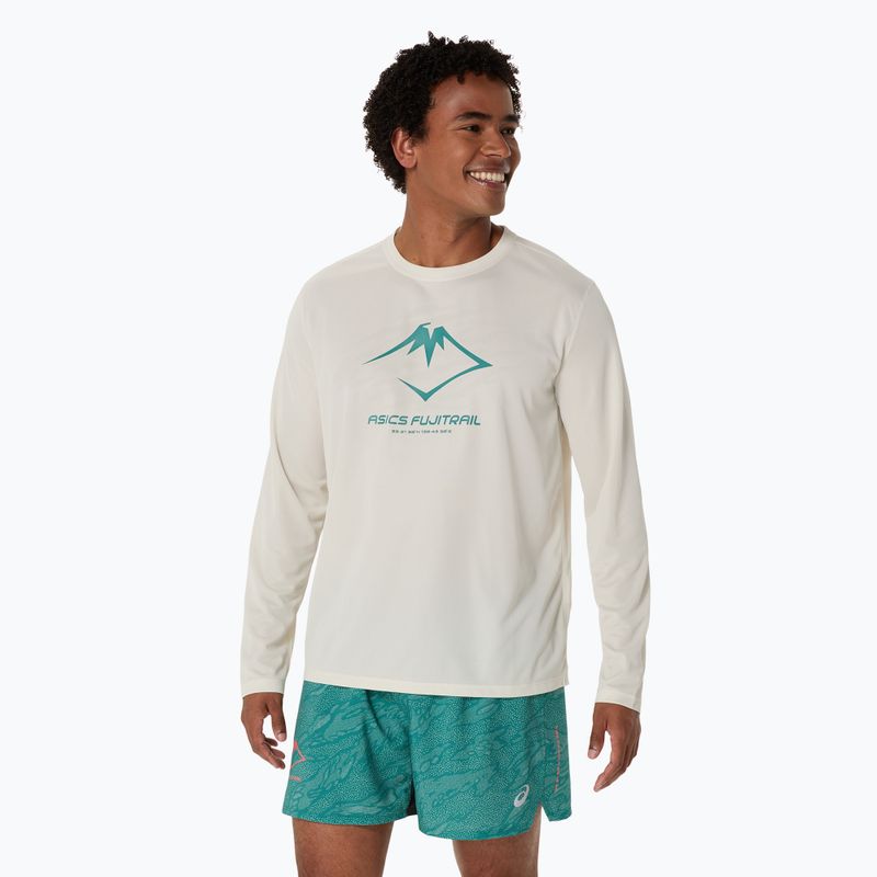 Pánske bežecké tričko Longsleeve ASICS Fujitrail Logo birch/white sage/rainy lake